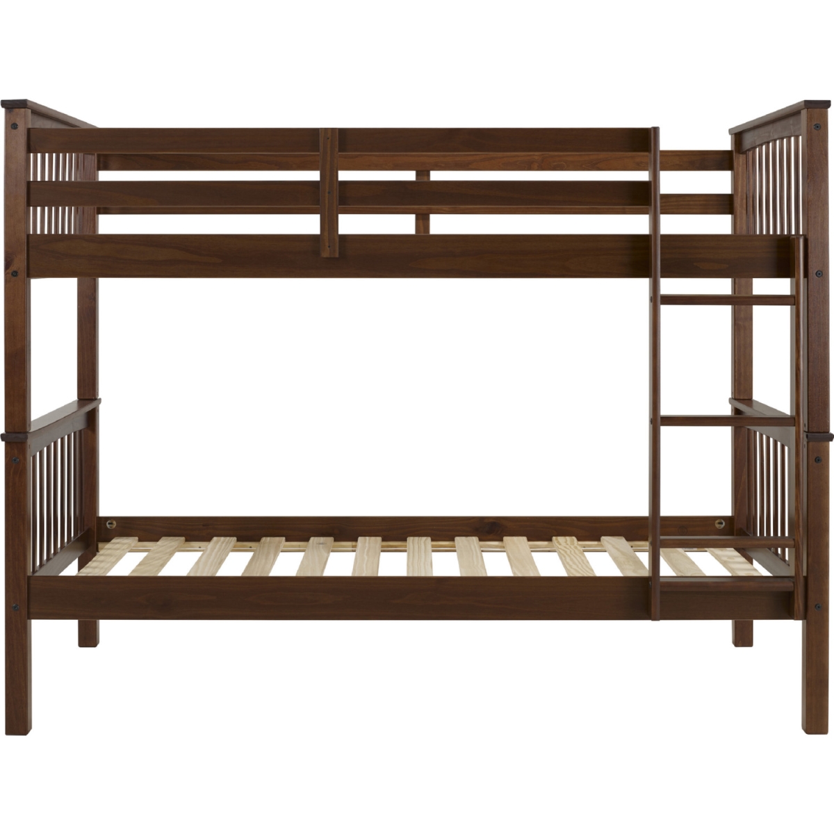 Walker Edison Furniture BWTOTMSWT Solid Pine Wood Twin Over Twin Bunk Bed, Walnut