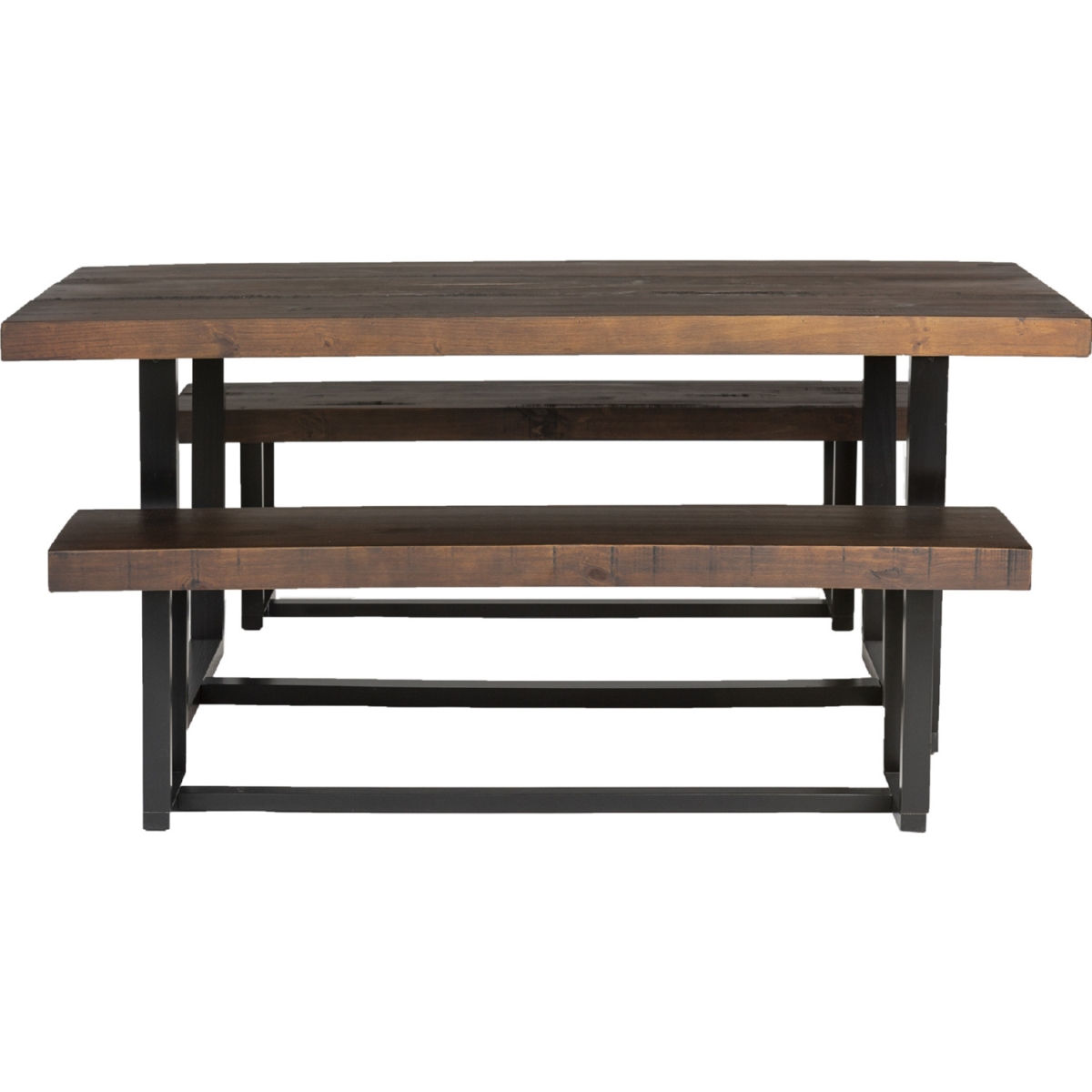 Walker Edison Furniture C72DSDBMA-3 3 Piece Farmhouse Dining Set, Mahogany & Black