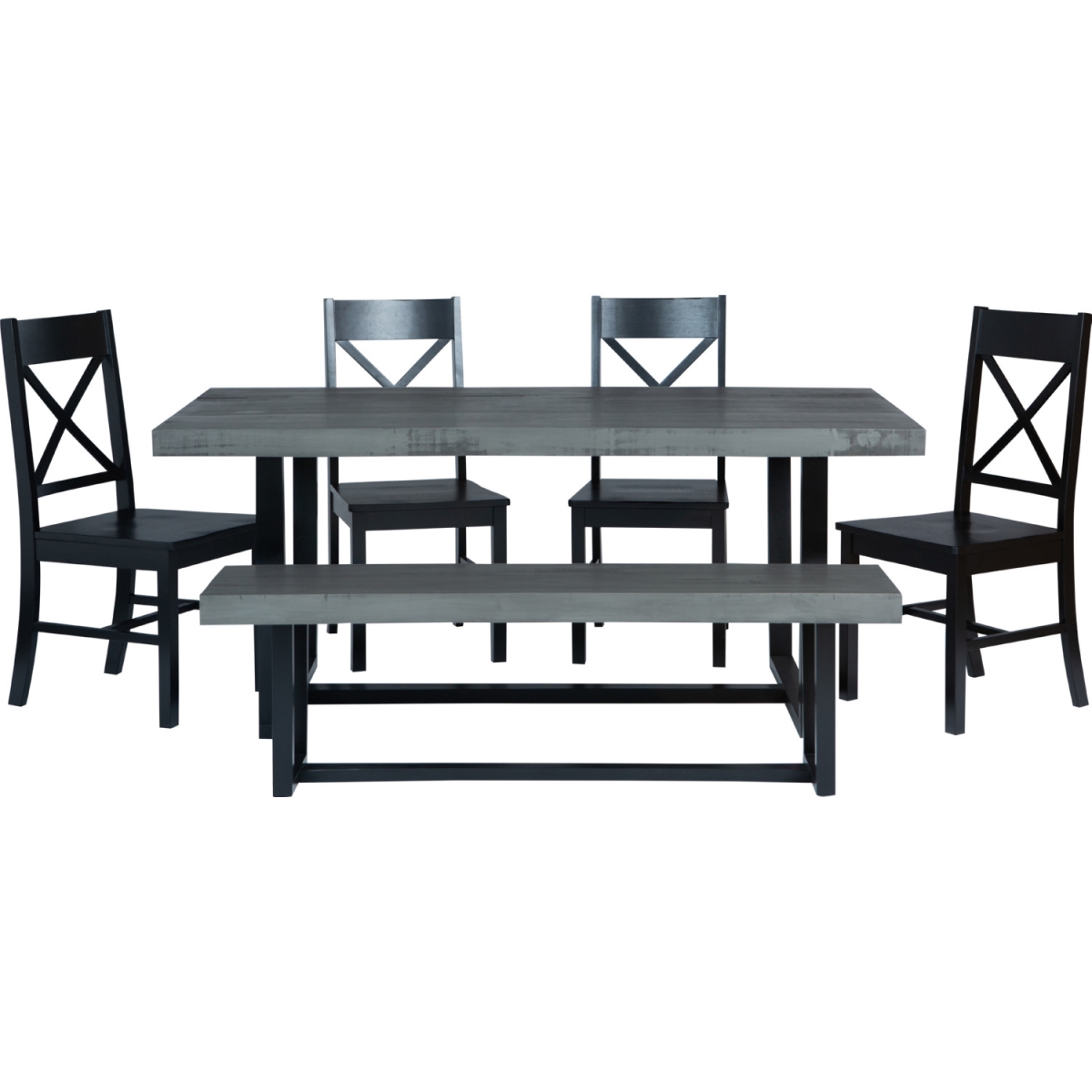 Walker Edison Furniture C72DSTRGBL-6 6 Piece Farmhouse Dining Set, Grey & Black