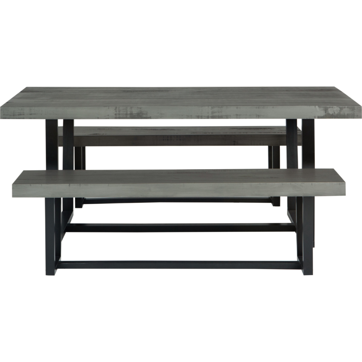 Walker Edison Furniture C72DSDBGY-3 3 Piece Farmhouse Dining Set, Grey & Black