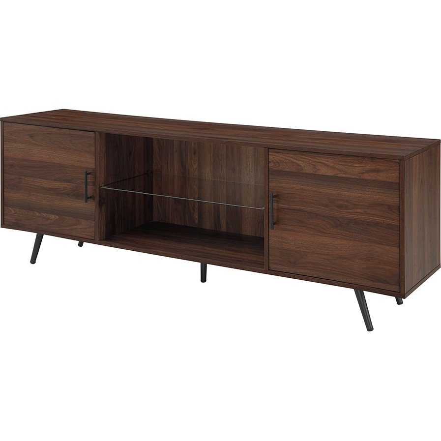 Walker Edison Furniture  70 in. Mid Century Modern TV Stand, Dark Walnut