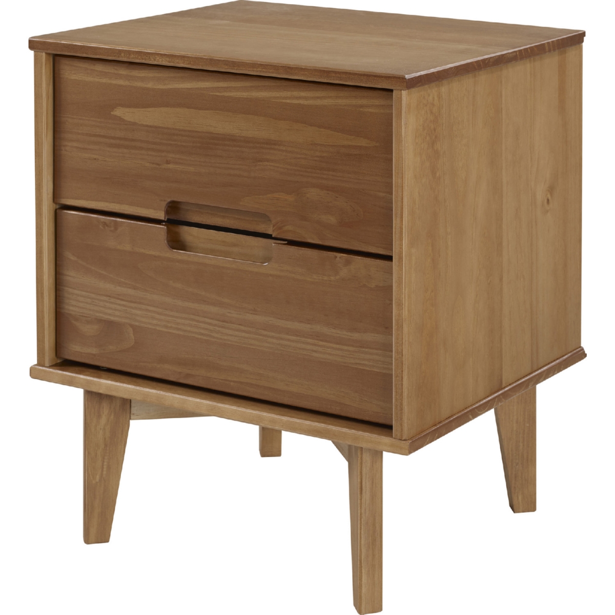 Walker Edison Furniture BR2DSLNSCA Mid Century Modern Wood Night Stand, Caramel -  Walker Edison Furniture Co