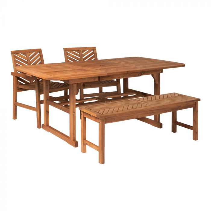 Picture of Walker Edison Furniture OW4TXVINBR 4 Piece Extendable Outdoor Patio Dining Set&#44; Brown