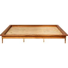 King Size Mid Century Modern Solid Wood Platform Bed - Caramel