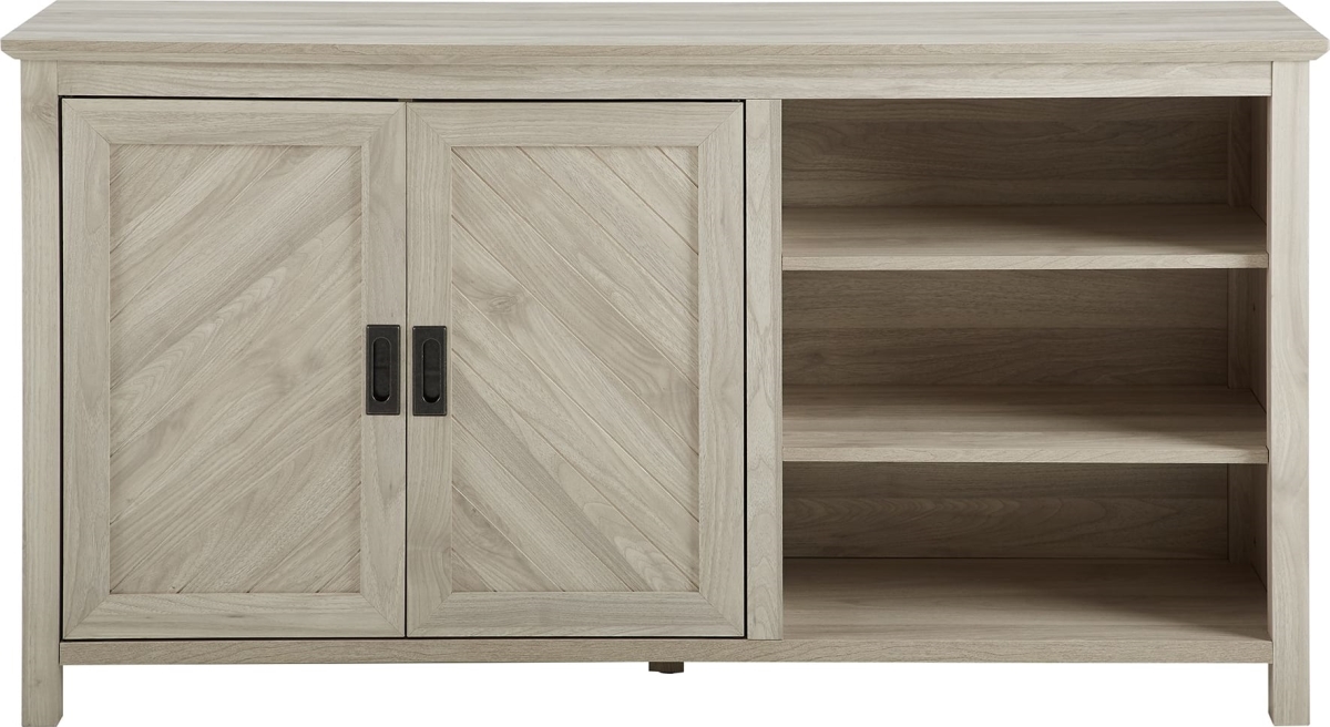 Walker Edison BU58MIL2DBH 58 in. 2 Door Angled Groove Sideboard, Birch