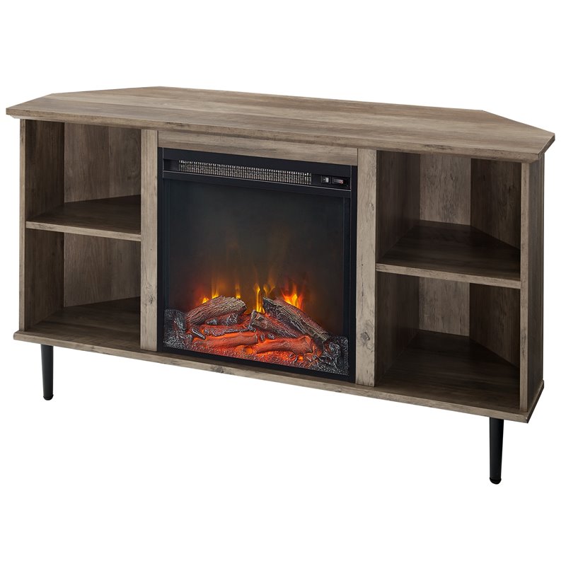 Picture of Walker Edison W48FPCLCRGW 48 in. Clyde Simple Corner Fireplace Console - Grey Wash