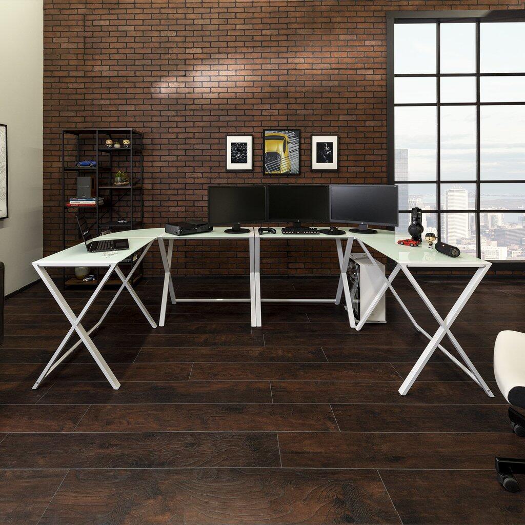 Picture of Walker Edison G2D51X29WH 23 in. X Frame Command Center Gaming Desk Station - White