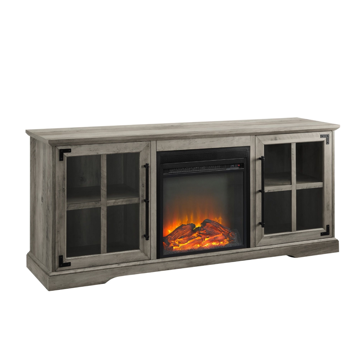 Picture of Walker Edison W60FPABGGW 60 in. 2 Door Fireplace Console&#44; Grey Wash