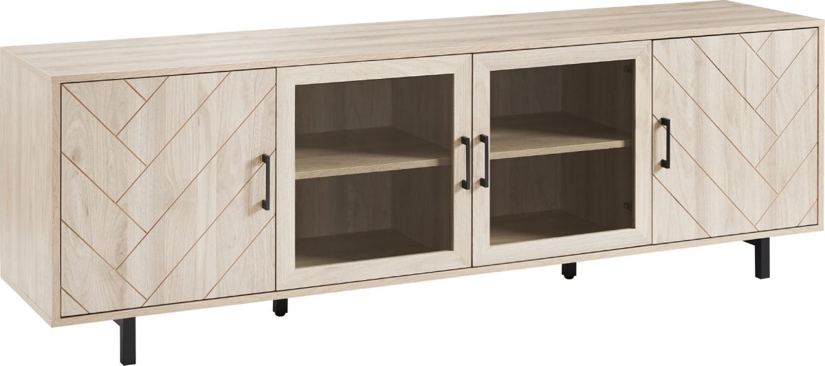Herringbone 4-Door TV Stand - Birch - 70 in. - Stylish Storage Solution