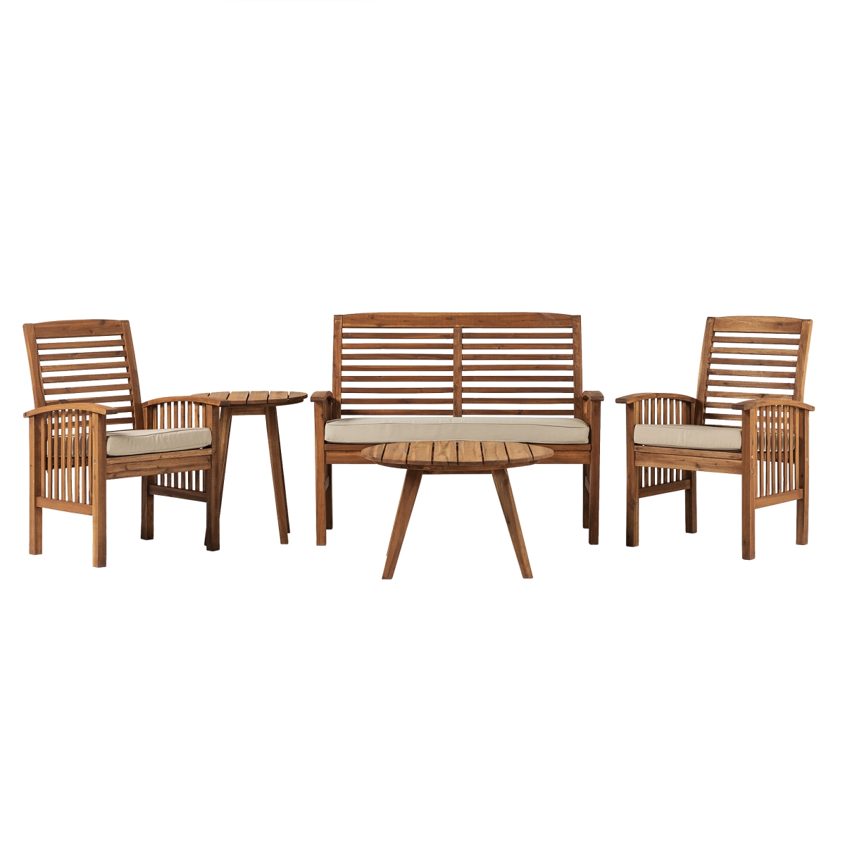 Walker Edison GOWCHAT5PCBR Acacia Wood Conversation Set, Brown - 5 Piece