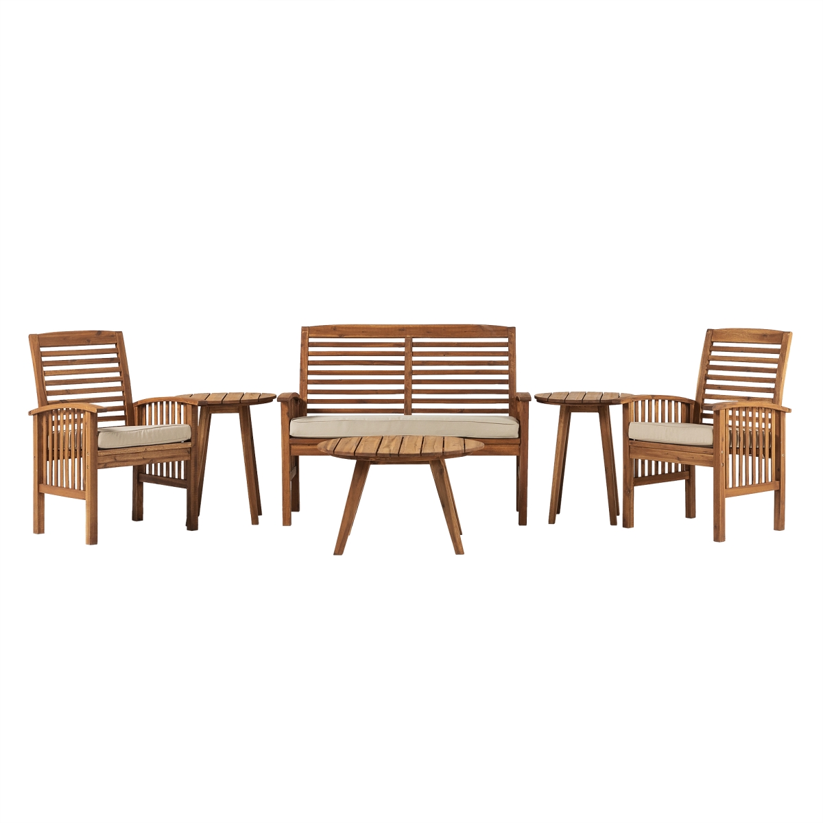 Walker Edison GOWCHAT6PCBR Acacia Wood Conversation Set, Brown - 6 Piece
