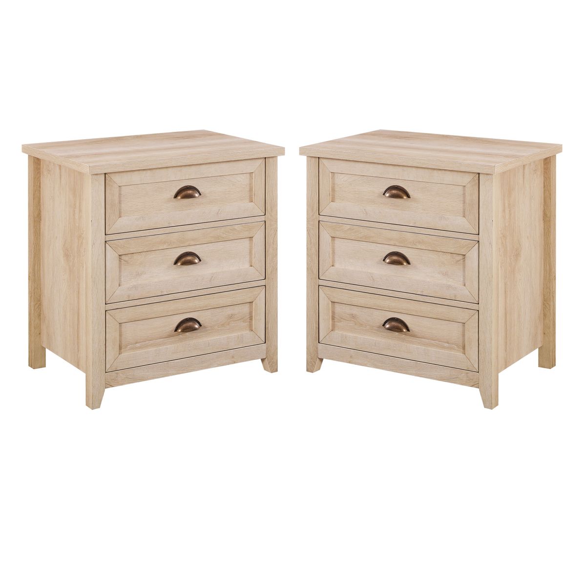 Odette 3 Drawer Nightstand - White Oak - 25 in. - Stylish Storage Solution