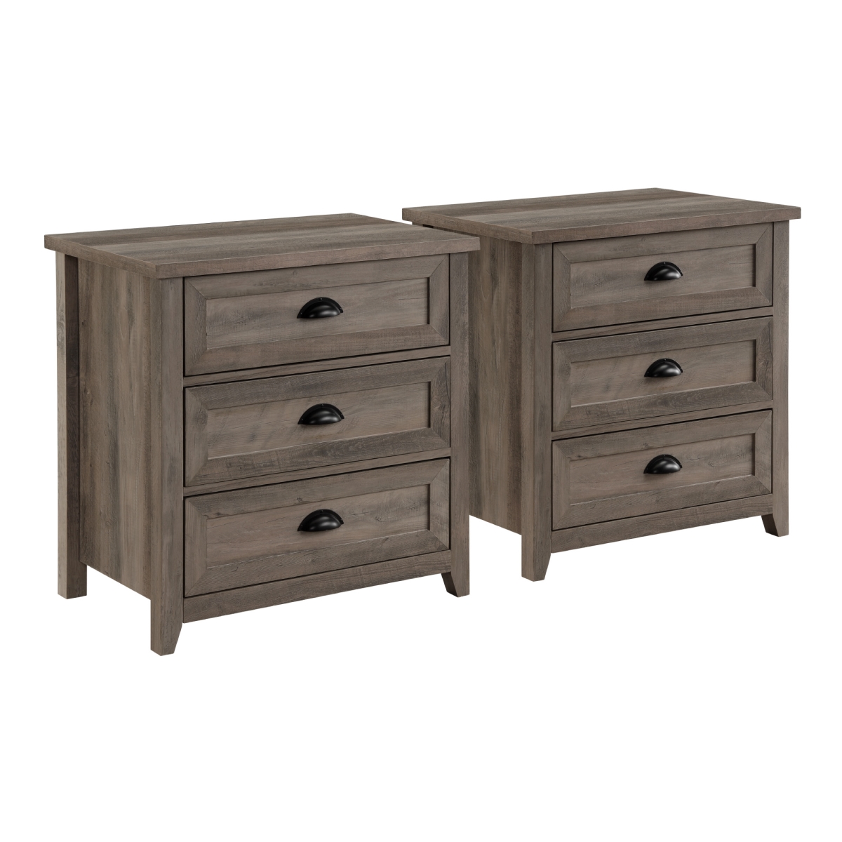 Odette 3 Drawer Nightstand Set - Grey Wash - Stylish Storage Solution