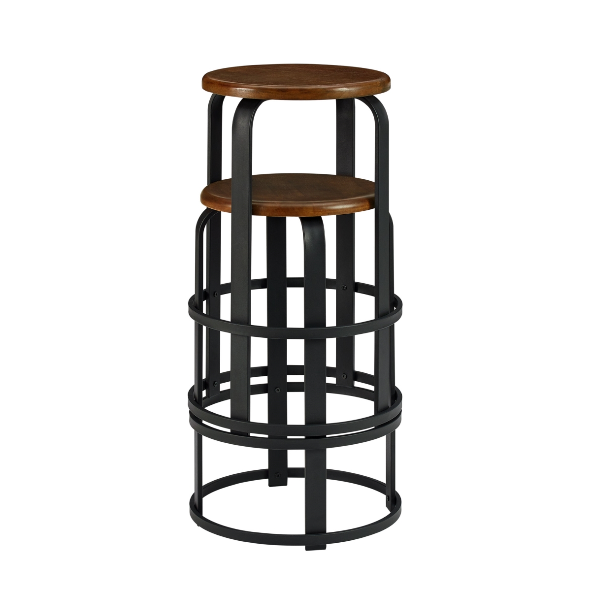 Picture of Walker Edison CLDK26BDCWS 26 x 16.5 x 16.5 in. Metal & Wood Round Kitchen Bar Stool&#44; Dark Coffee & Black