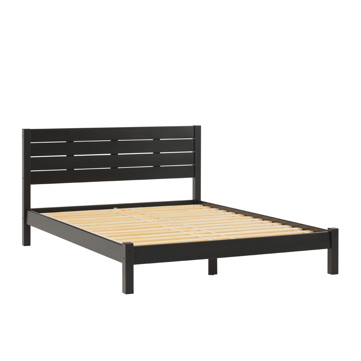 Picture of Walker Edison ISLB5C1BL 37.38 x 63.5 x 85 in. Minimalist Boho Queen Size Bed with Simple Headboard&#44; Black