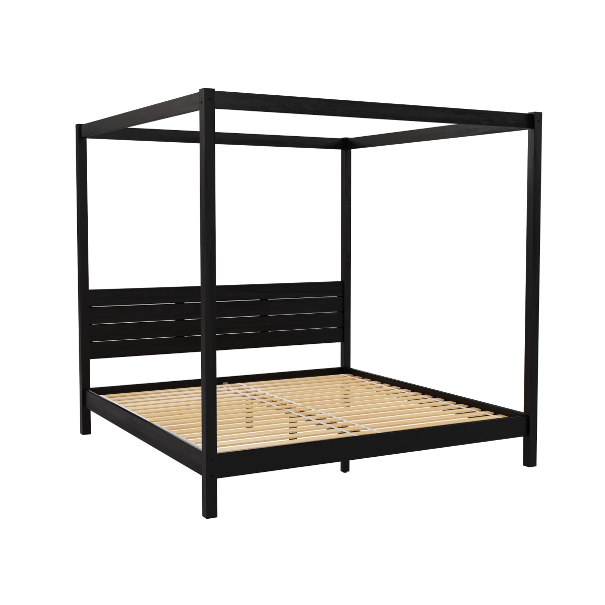 Picture of Walker Edison ISLB8BBL 78.75 x 79.26 x 84.83 in. Minimalist Boho King Size Canopy Bed with Simple Headboard&#44; Black