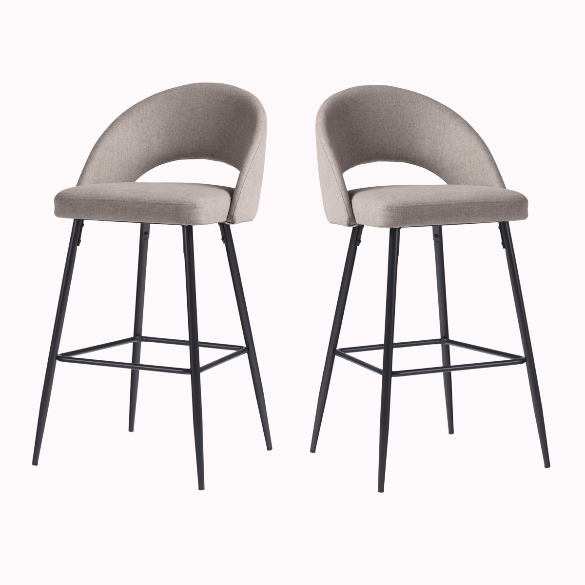 Picture of Walker Edison OOOD4DMS 40.75 x 22.25 x 20.5 in. O Shape Upholstered Bar Stool&#44; Mushroom - Pack of 2