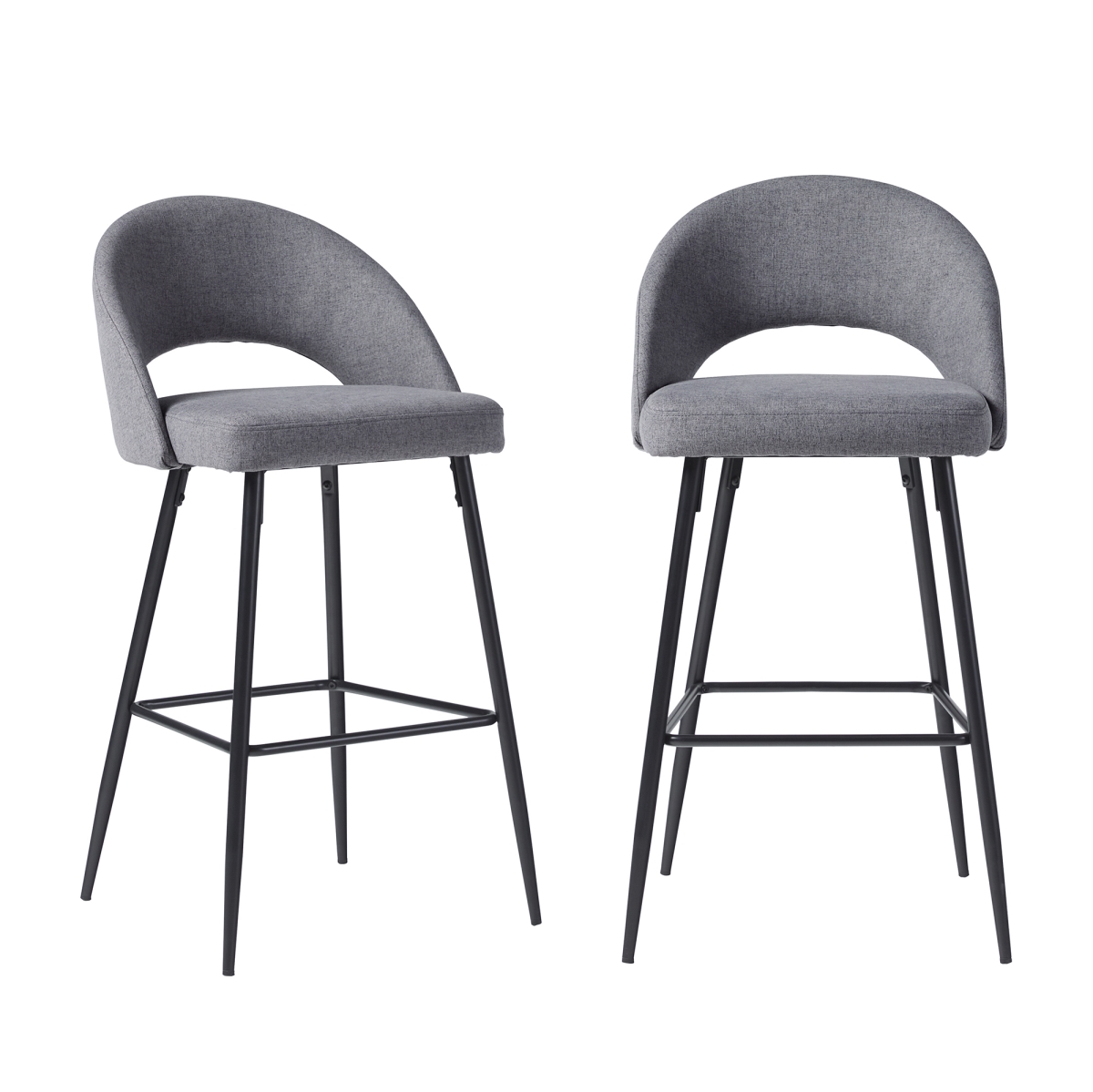 Picture of Walker Edison OOOD4DCL 40.75 x 22.25 x 20.5 in. O Shape Upholstered Bar Stool&#44; Charcoal - Pack of 2