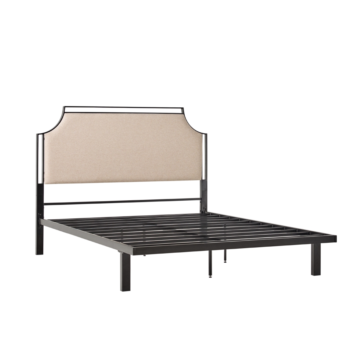 Picture of Walker Edison MMIB5CTN 49.25 x 63.13 x 83.13 in. Upholstered Traditional Metal Queen Size Bed&#44; Tan