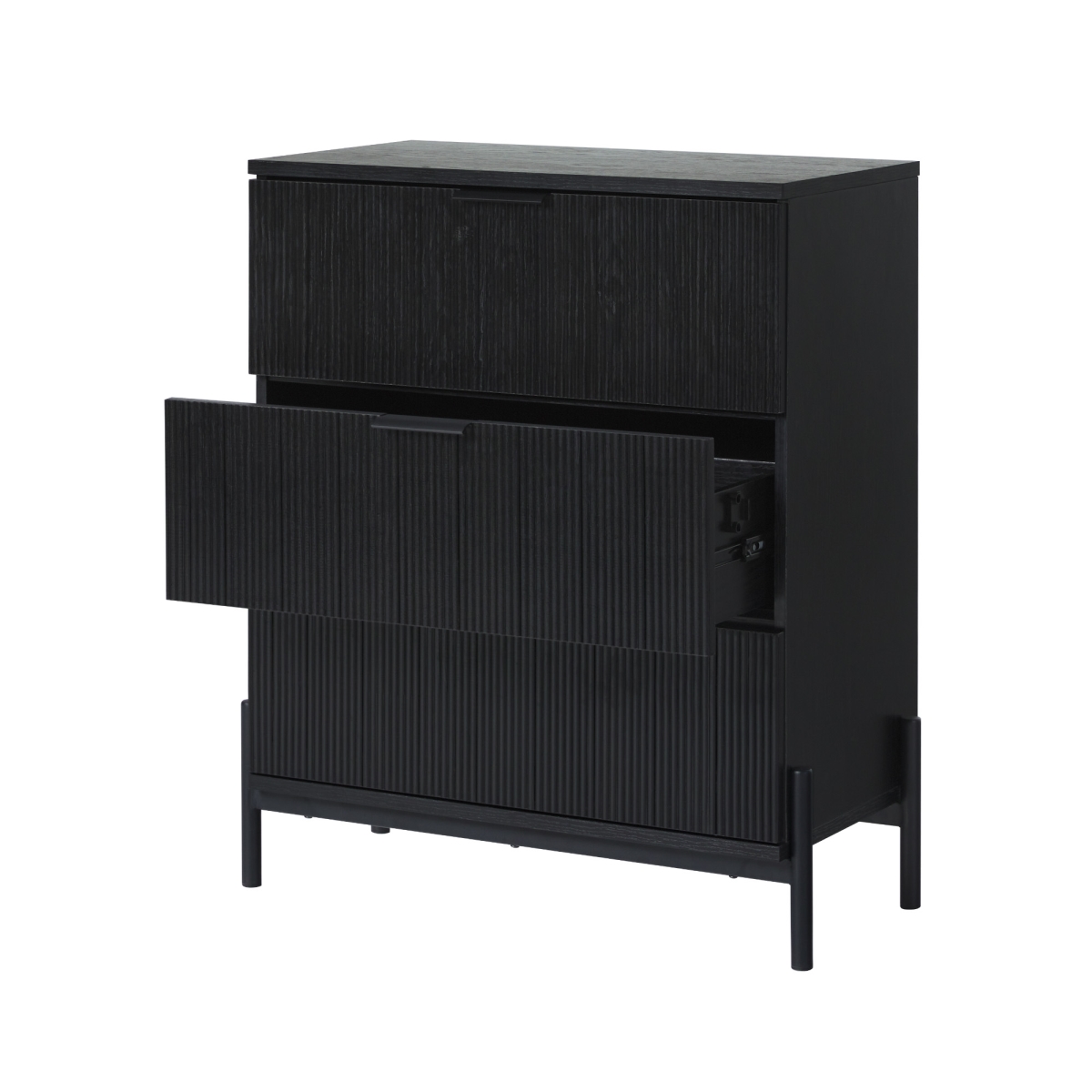 Picture of Walker Edison PRSB3BBL2 35.38 x 15.75 x 30.38 in. 3 Drawer Front Chest with Reeded&#44; Black