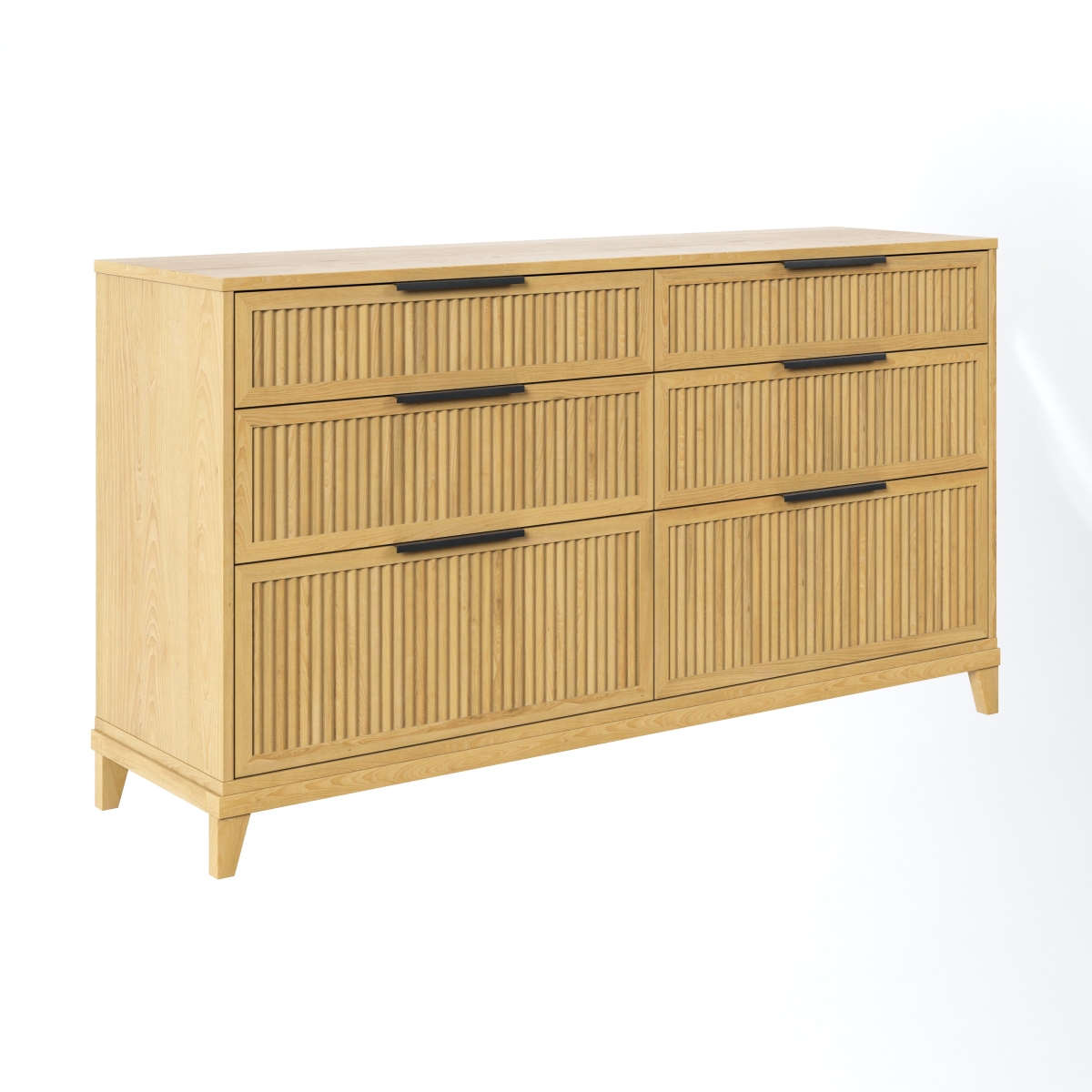 Picture of Walker Edison MALB5BNPWS 31 x 17.63 x 56.38 in. 6 Drawer Dresser with Reeded Top&#44; Natural Pine