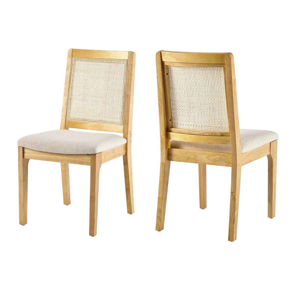 Picture of Walker Edison CATD1ENA 34 x 20.5 x 17.38 in. Solid Wood Dining Chair with Rattan Inset Back&#44; Natural - Pack of 2