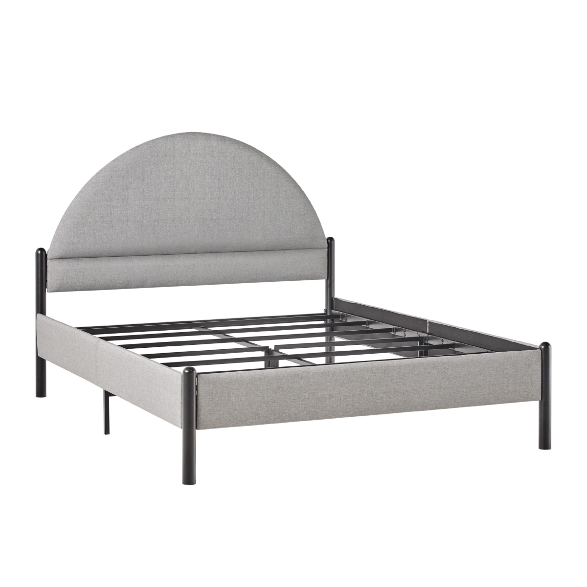 Picture of Walker Edison GASB5CGY 49.63 x 62 x 83.25 in. Queen Metal & Upholstered Bed with Arched Headboard&#44; Grey