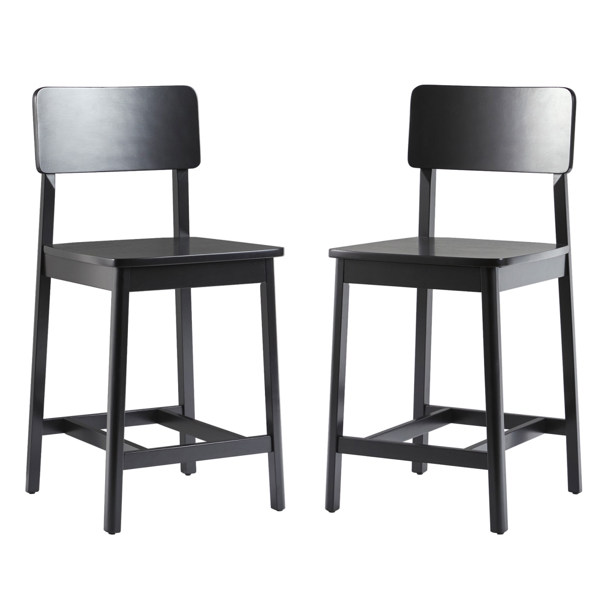 Picture of Walker Edison MASD7DBLVP 38 x 17.75 x 18.13 in. Minimalist Solid Wood Counter Stool&#44; Black - Pack of 2