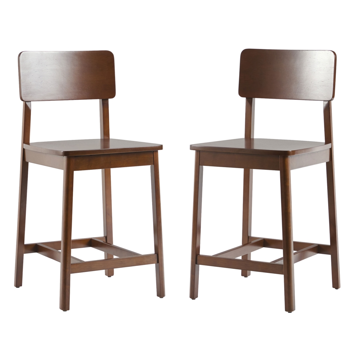 Picture of Walker Edison MASD7DWTVS 38 x 17.75 x 18.13 in. Minimalist Solid Wood Counter Stool&#44; Walnut - Pack of 2