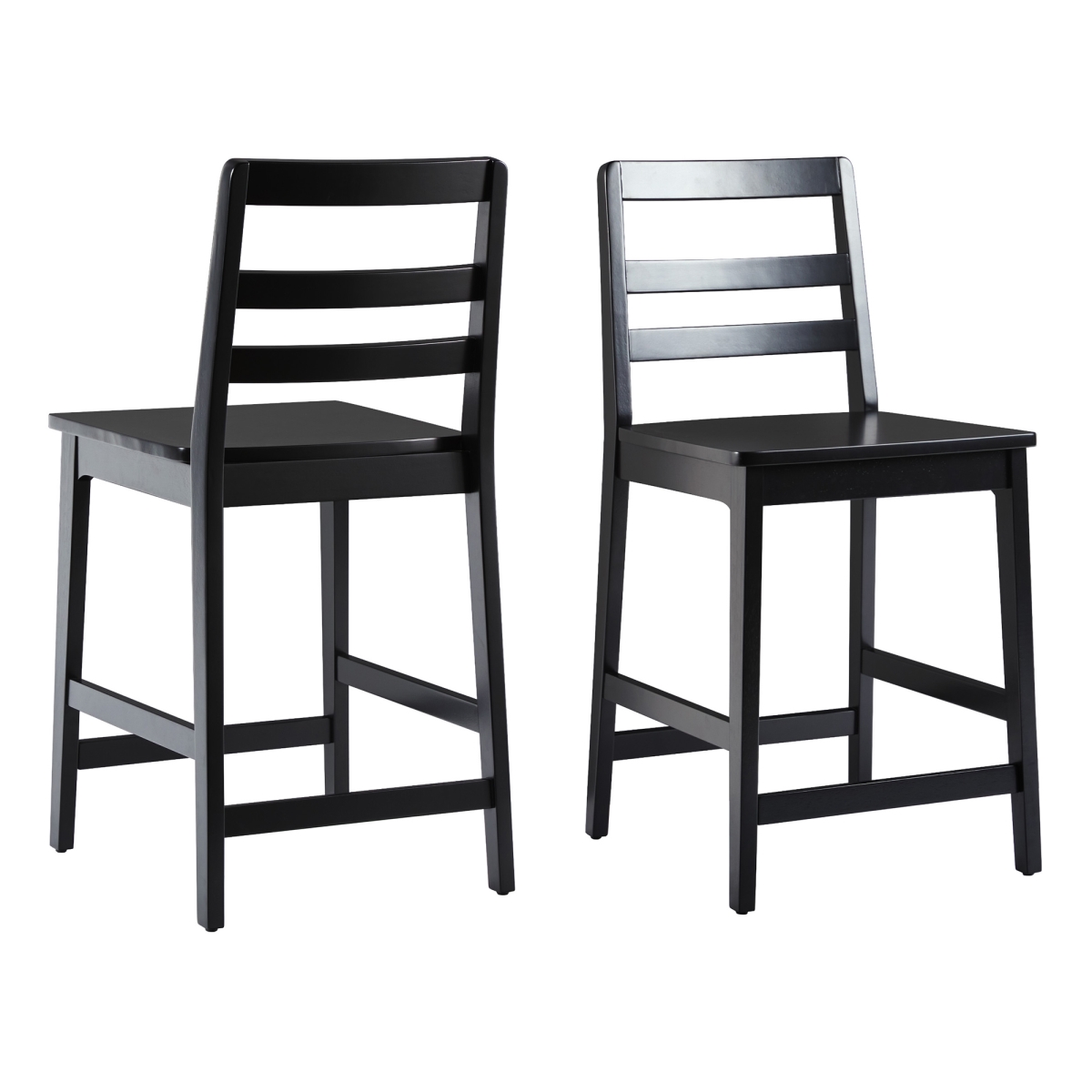 Picture of Walker Edison ERKD7DBLWP 37.75 x 19.63 x 17.88 in. Solid Wood Ladder Back Counter Stool&#44; Black - Pack of 2