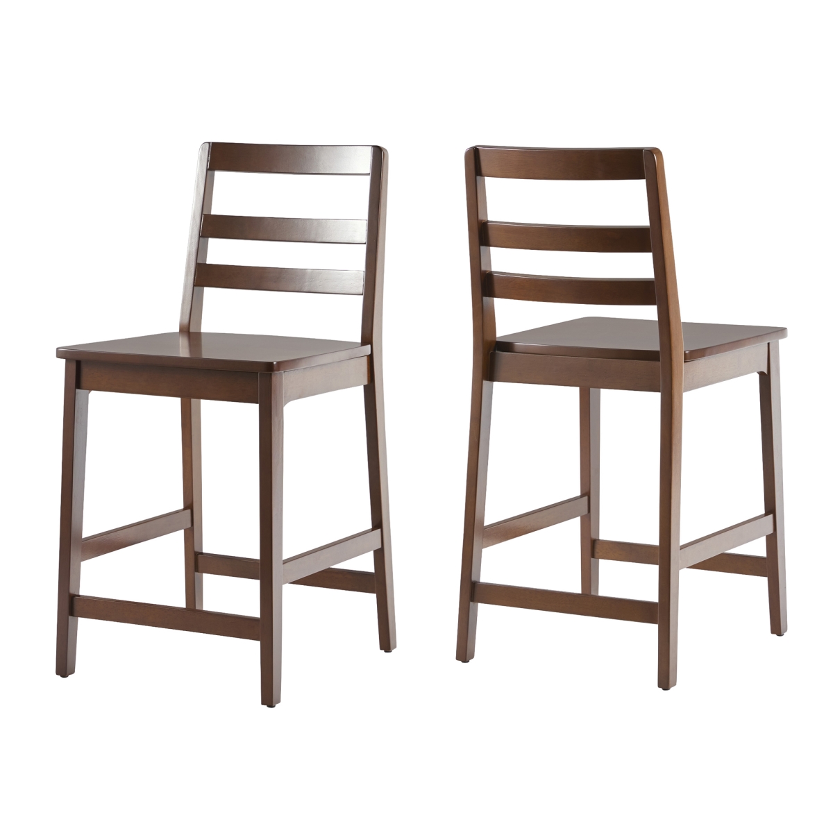 Picture of Walker Edison ERKD7DWTVS 37.75 x 19.63 x 17.88 in. Solid Wood Ladder Back Counter Stool&#44; Walnut - Pack of 2
