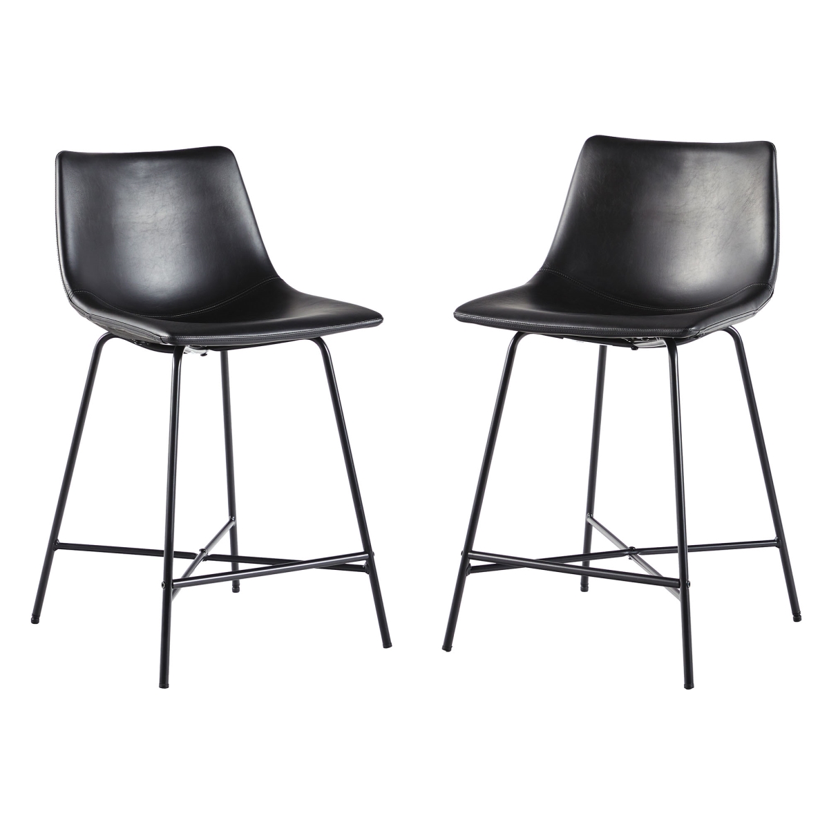 Picture of Walker Edison XUMD7DBL 33.18 x 18.38 x 19 in. Upholstered Counter Stool with Metal x Base&#44; Black - Pack of 2