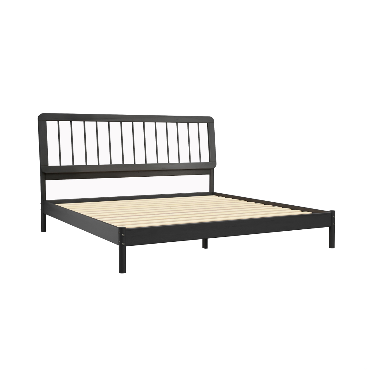 Picture of Walker Edison CMAB8BBL 44.88 x 79.5 x 81.25 in. Spindle Midcentury Modern Solid Wood King Size Bed&#44; Black