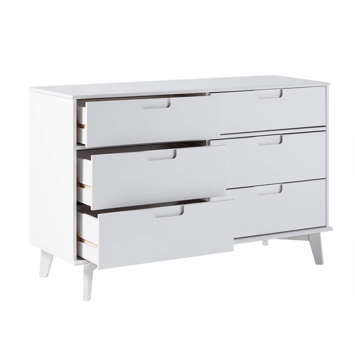 Picture of Walker Edison BR6DSLDRWH-T 32.88 x 19 x 52 in. 6 Drawer Groove Handle Solid Wood Dresser&#44; White
