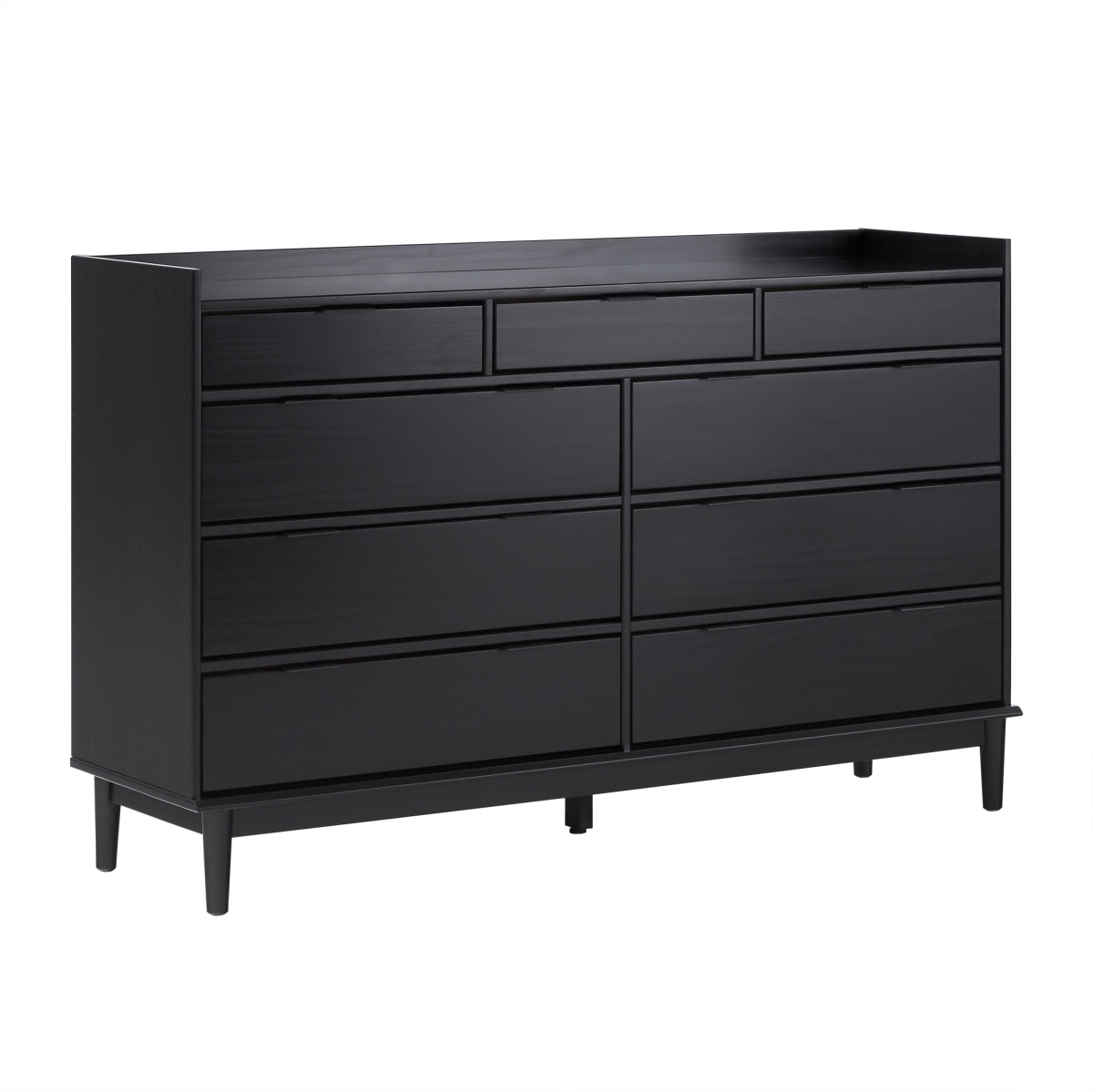 Picture of Walker Edison BR9DRLEEDRBL-T 36.25 x 16.62 x 59 in. Solid Wood 9 Drawer Chest with Gallery&#44; Black