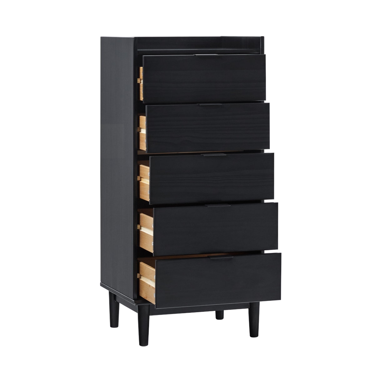 Picture of Walker Edison LEEB3BBL-T 43.38 x 16.63 x 20 in. 5 Drawer Tall Bedroom Chest&#44; Black