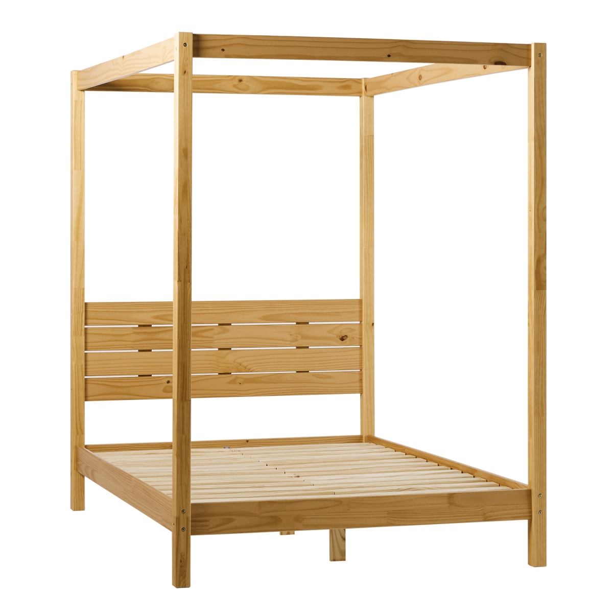 Picture of Walker Edison ISLB6BNP 78.88 x 57.38 x 79.13 in. Minimalist Boho Full Size Canopy Bed with Simple Headboard&#44; Natural Pine