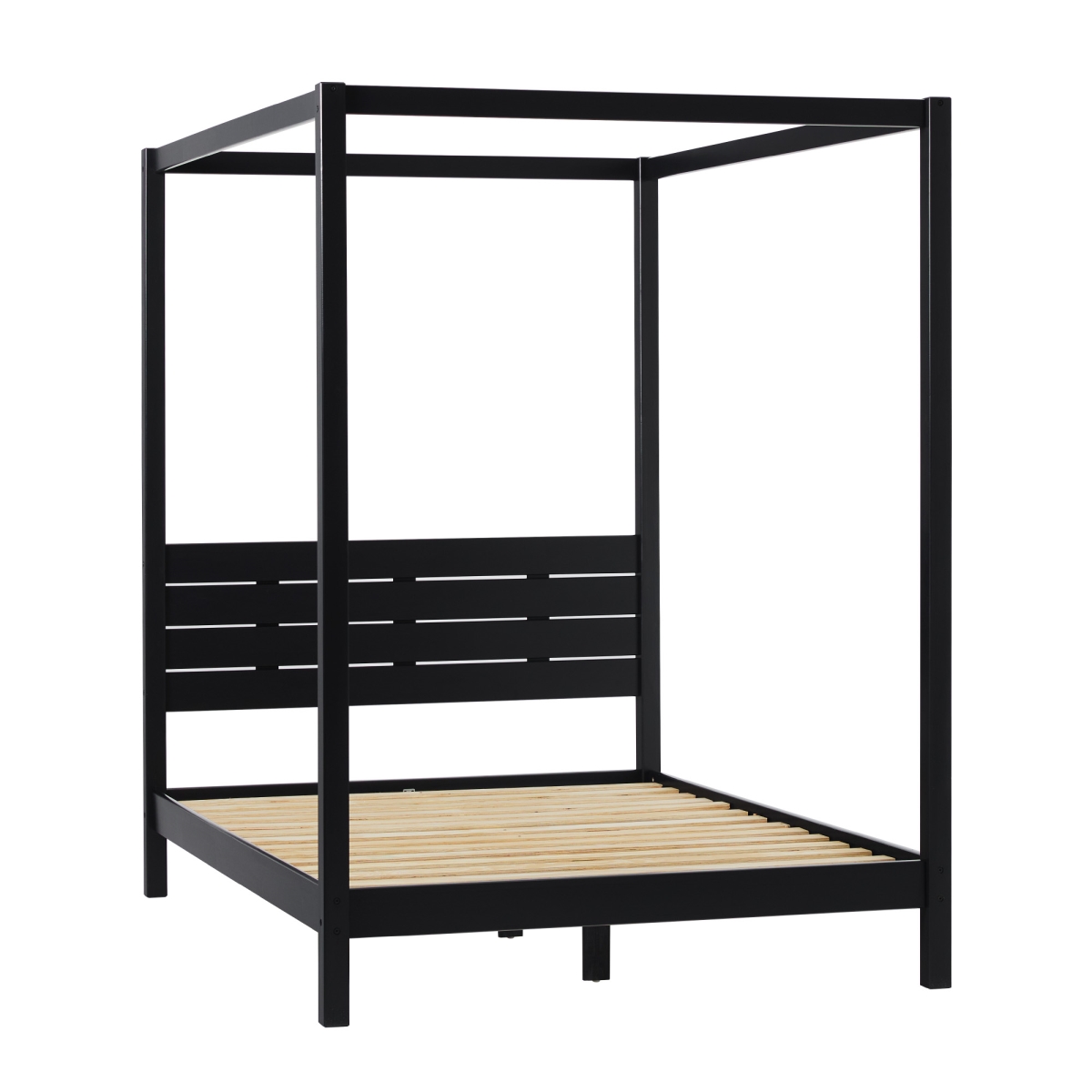 Picture of Walker Edison ISLB6BBL 78.88 x 57.38 x 79.13 in. Minimalist Boho Full Size Canopy Bed with Simple Headboard&#44; Black