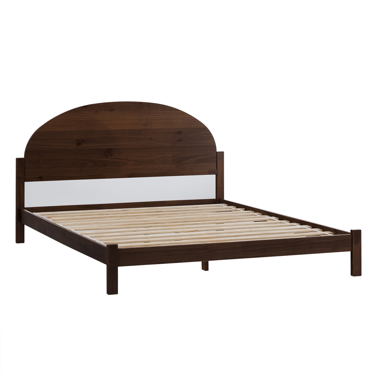 Picture of Walker Edison ELIB5CBR 39.25 x 63.5 x 82.63 in. Solid Wood Queen Size Bed with Arched Headboard&#44; Brown