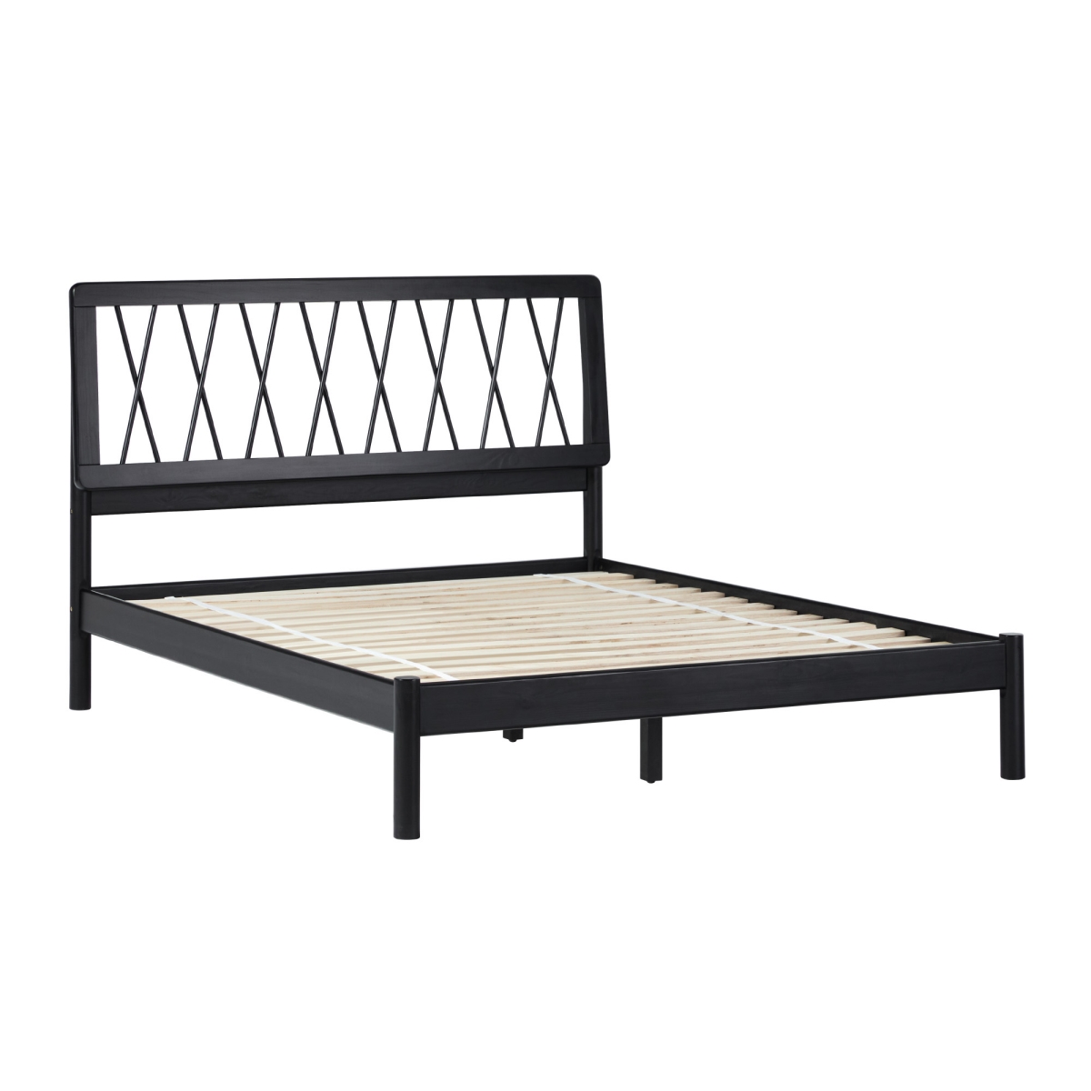 Picture of Walker Edison XAVB5CBL 44.88 x 64.63 x 84.25 in. X Spindle Mid-Century Modern Solid Wood Queen Size Bed&#44; Black