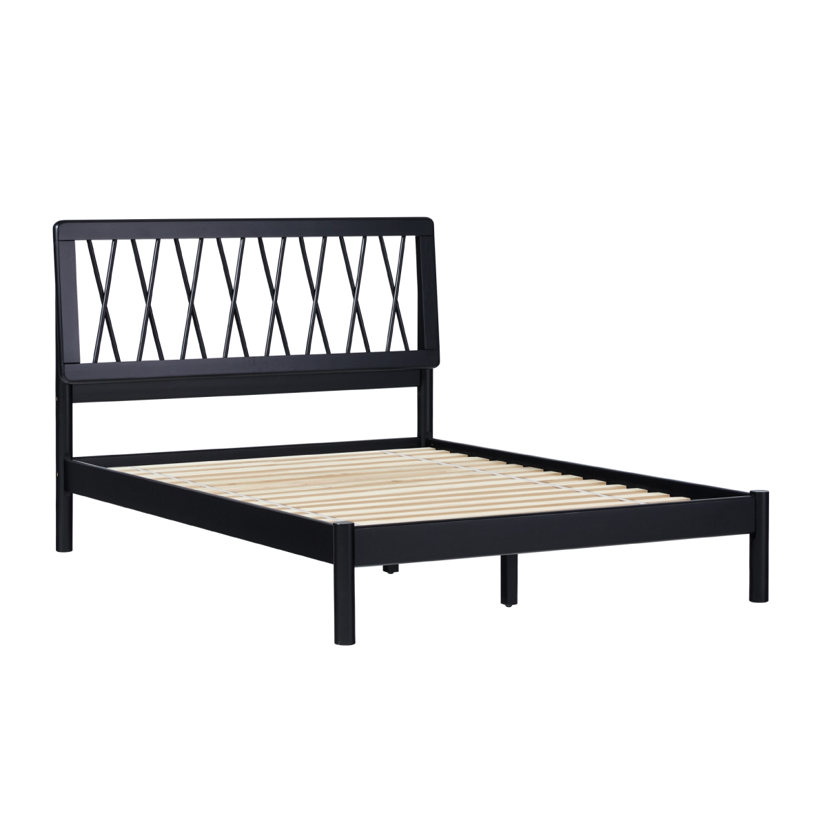Picture of Walker Edison XAVB6BBL 44.25 x 58.63 x 79.25 in. X Spindle Mid-Century Modern Solid Wood Full Size Bed&#44; Black
