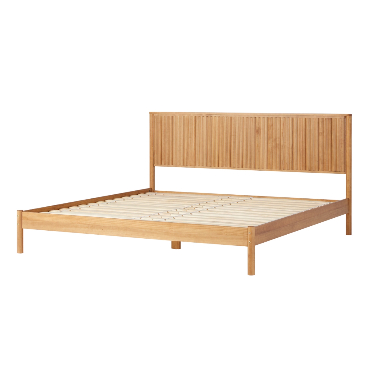 Picture of Walker Edison ORLB8BBN 41.25 x 79.13 x 82.88 in. Contemporary Reeded Headboard Solid Wood King Size Bed&#44; Blonde
