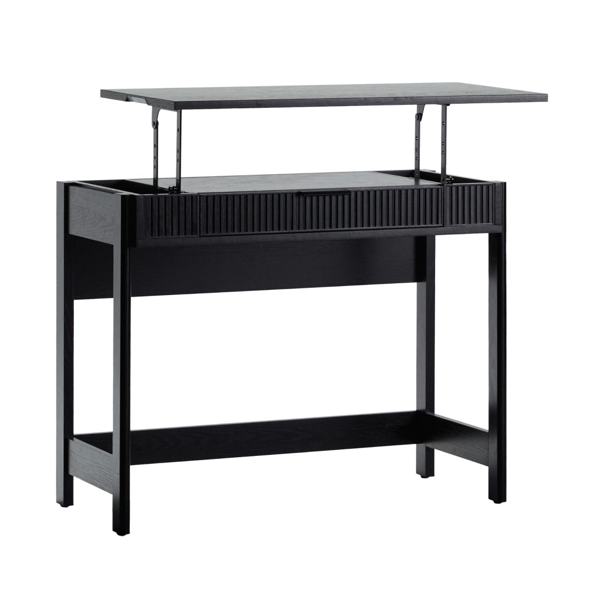 Picture of Walker Edison WEHOL42OS2BL0 30 x 16.75 x 38 in. Holmes Modern Lift Top Standing Desk with Reeded Drawer&#44; Black