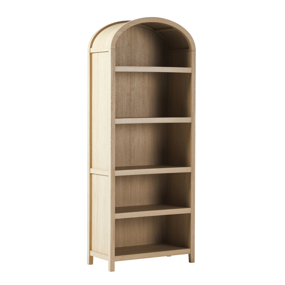 Walker Edison WECHA41OS1CO0 76 x 15 x 30 in. Chantelle Modern Arched Bookcase with Open Shelves, Coastal Oak