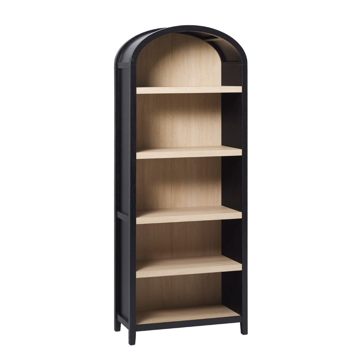 Walker Edison WECHA41OS1BL0 76 x 15 x 30 in. Chantelle Modern Arched Bookcase with Open Shelves, Black