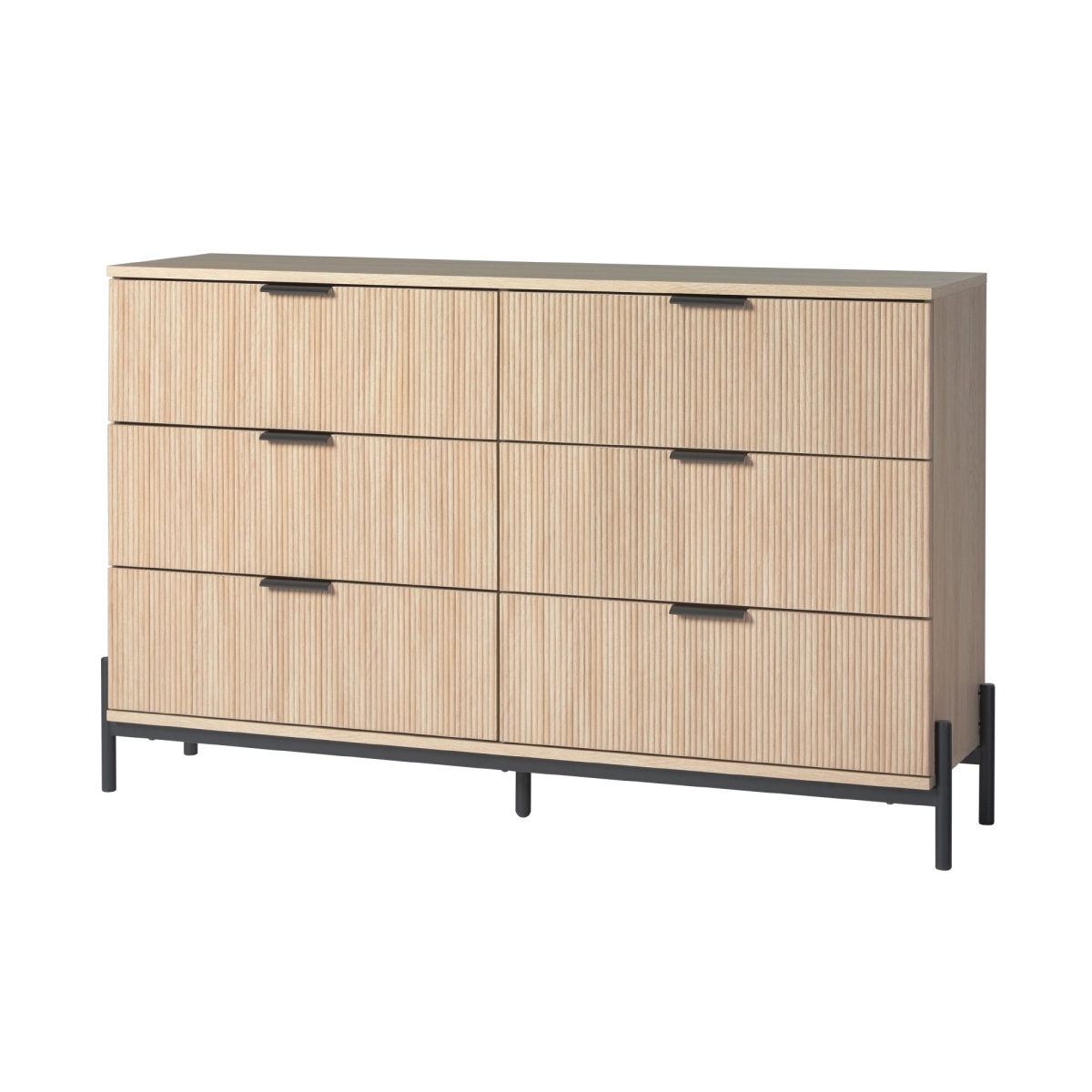Picture of Walker Edison WEPRS026D4CO1 35.5 x 15.5 x 56 in. 6 Drawer Dresser with Reeded Drawer Front&#44; Coastal Oak