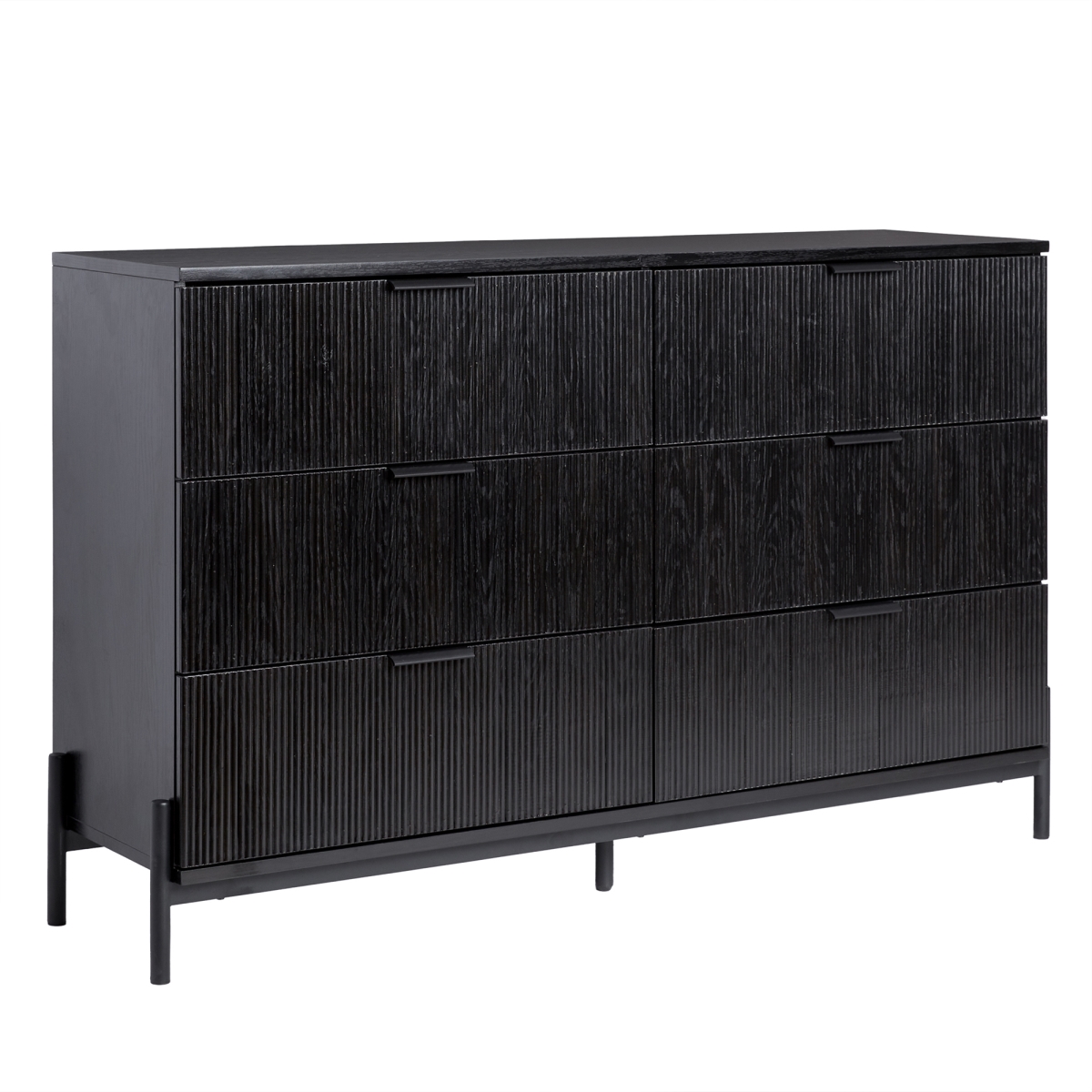 Picture of Walker Edison WEPRS026D4BL1 35.5 x 15.5 x 56 in. 6 Drawer Dresser with Reeded Drawer Front&#44; Black