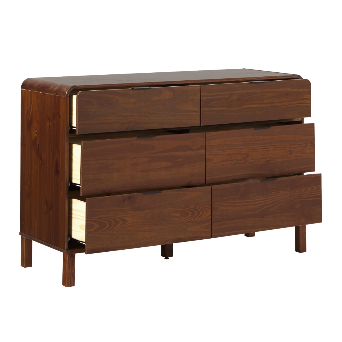 Picture of Walker Edison ELIB5BBR 34 x 19 x 52 in. 6 Drawer Contemporary Dresser with Curved Top&#44; Brown