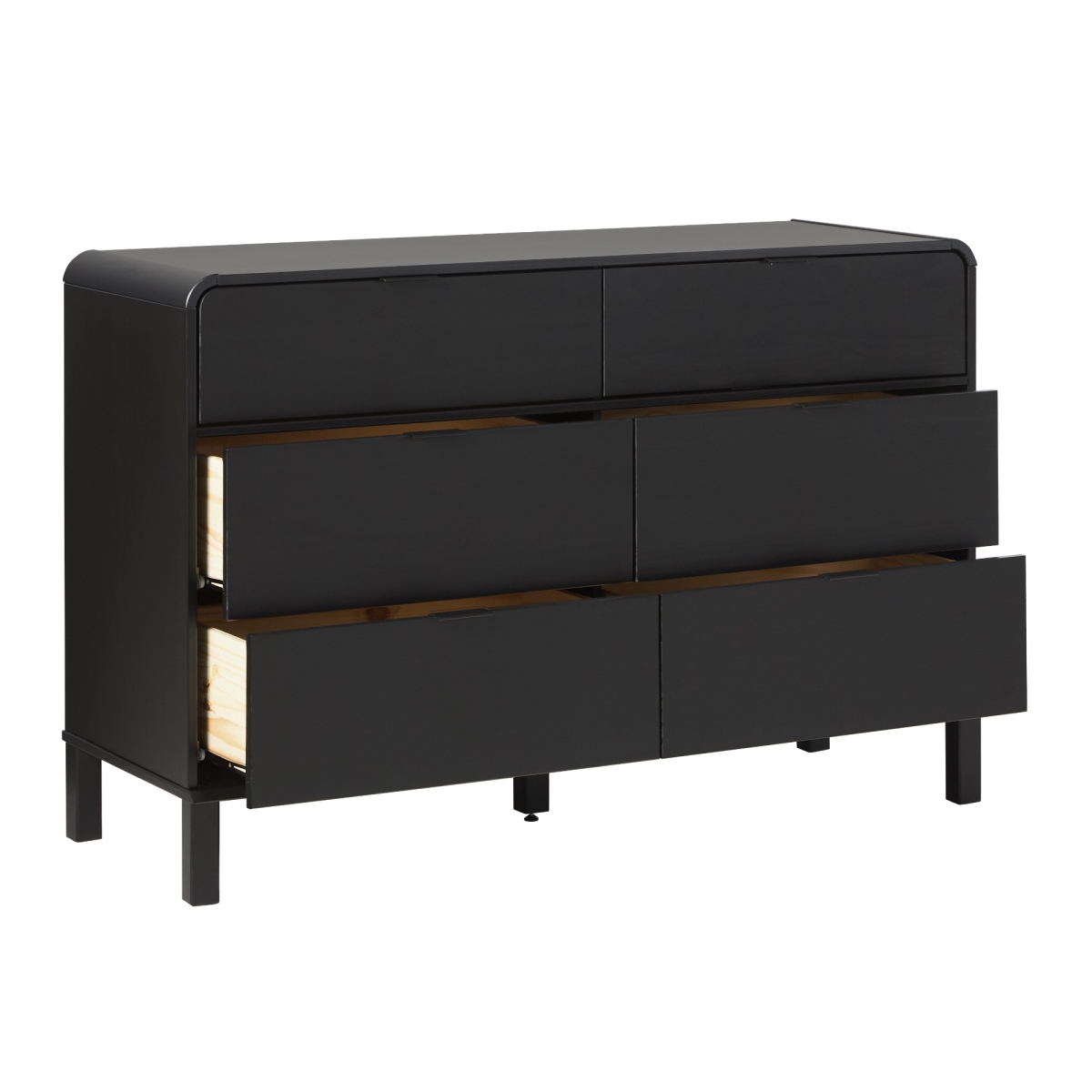 Picture of Walker Edison ELIB5BBL 34 x 19 x 52 in. 6 Drawer Contemporary Dresser with Curved Top&#44; Black