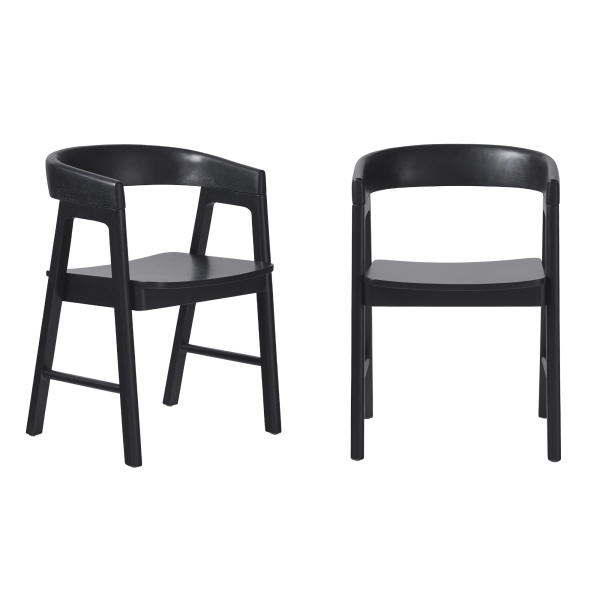 Picture of Walker Edison WEEZR14OS1BL2 30.5 x 18.25 x 21 in. Ezra Modern Solid Wood Round Back Dining Chair&#44; Black - Set of 2